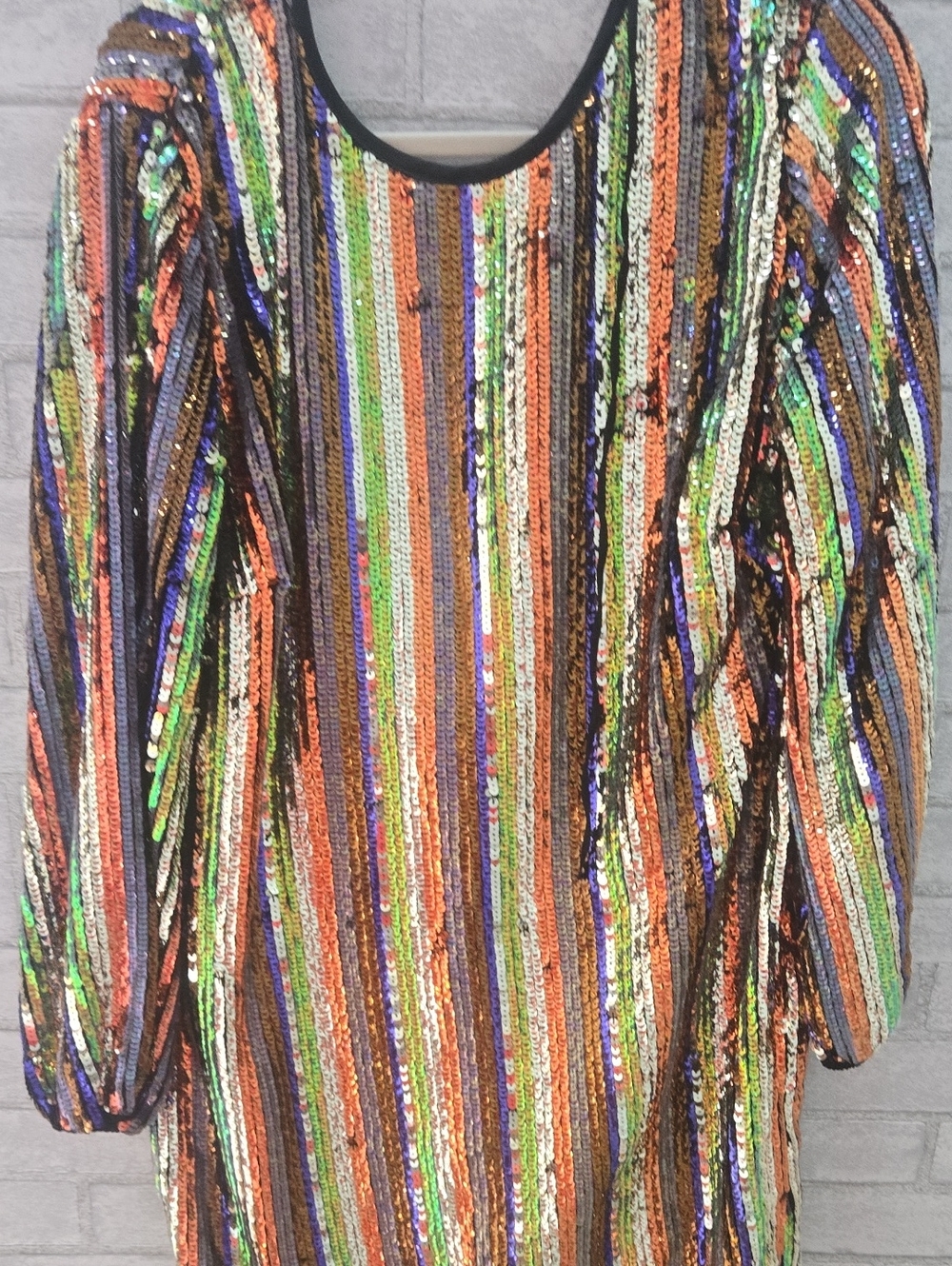 eva mendes for New York & Company Multicolor Sequin Stripe Long Sleeve Top
